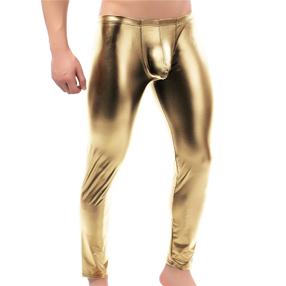 

Mens Leggings Skinny Faux Leather Pants Casual Tight Pants Men Slim PU Leather Long Trousers Stage Dance Clubwear Men Clothing