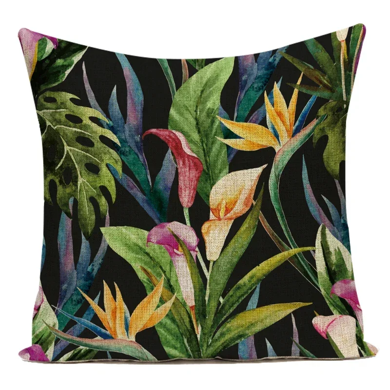 Tropical Plant Cactus Parrot  Palm Leaves Flower Flower Pillow Case Home Decor Pillow Cushion Cover for Living Room Almofadas