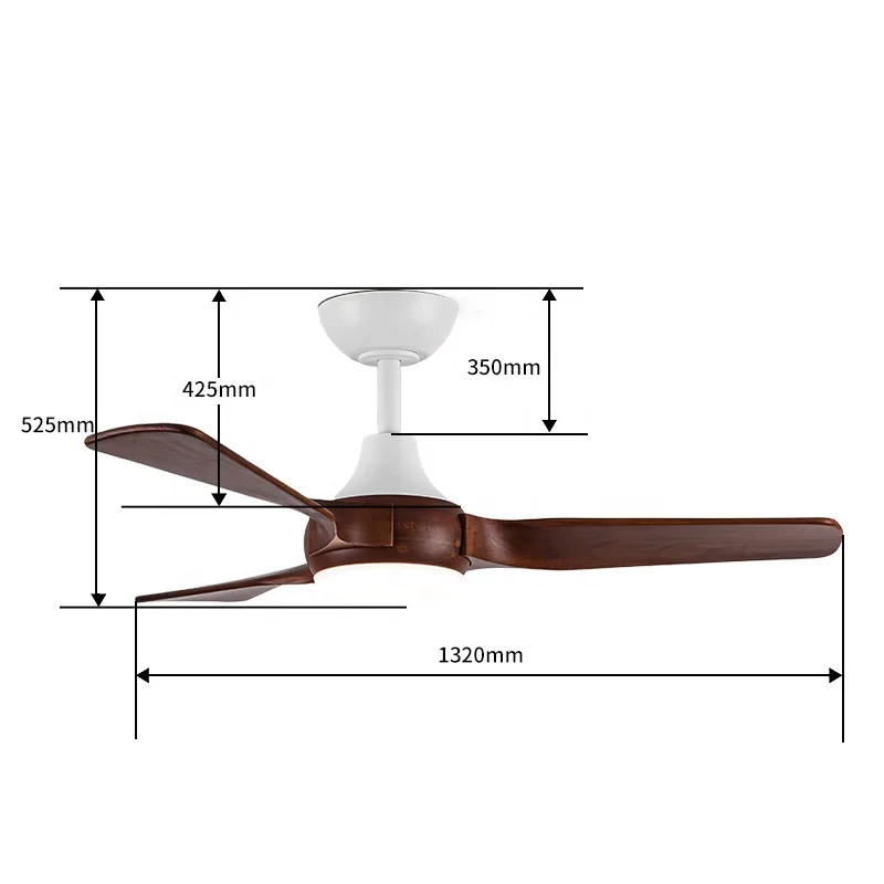 Smart Control 52-Inch Modern DC Motor Ceiling Fan with Wood Blades LED Light Remote