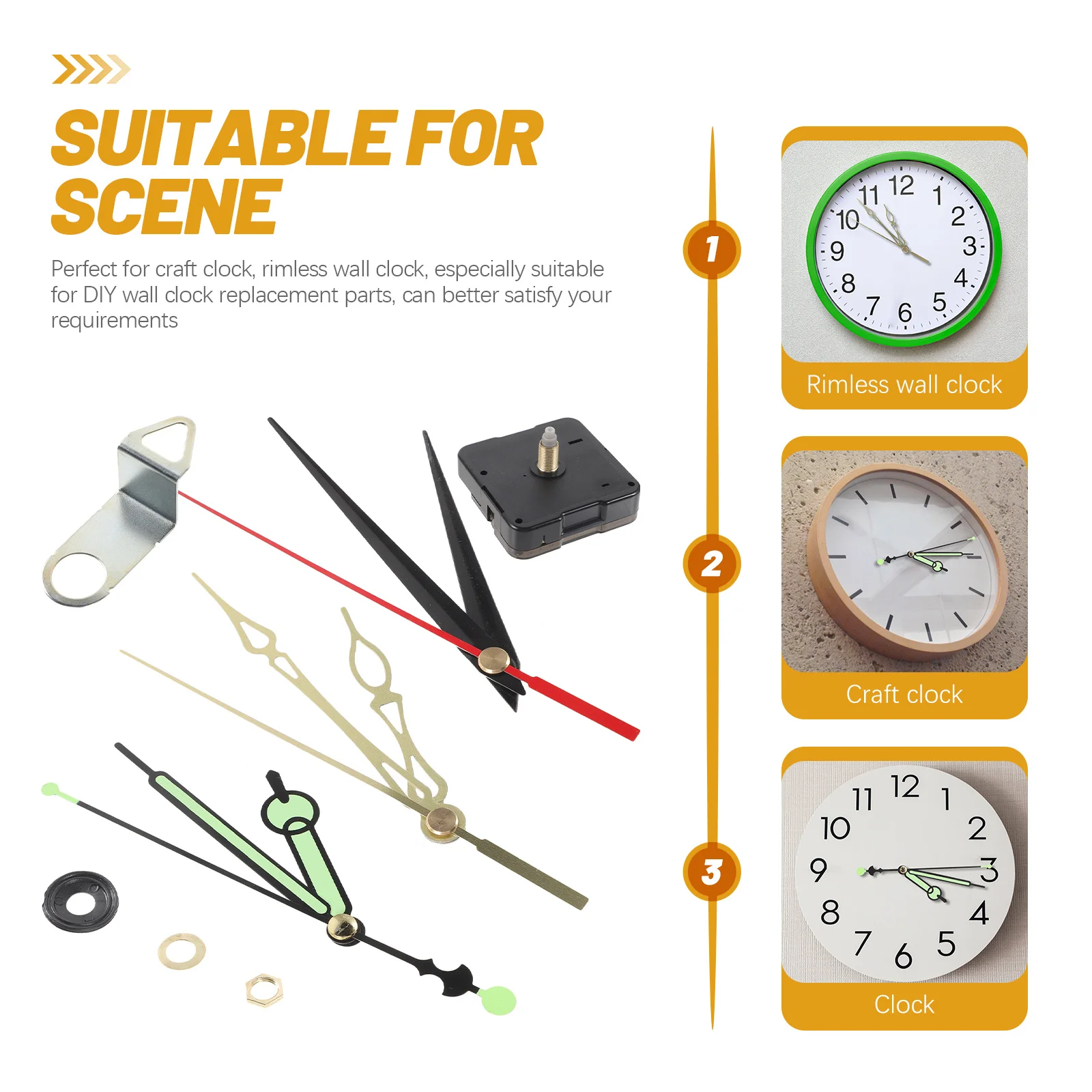 

1 set 1 Set Wall Clock Movement Mechanism Replacement Parts Mute Diy Kit Durable Motor Tools Craft Rimless Clocks Easy Install
