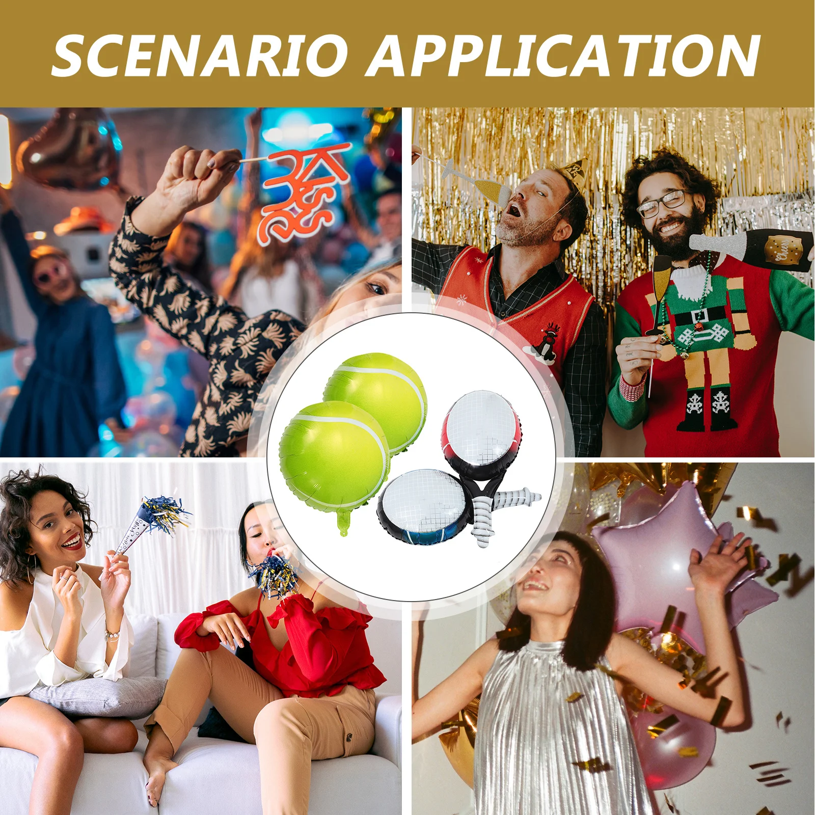 مجموعة واحدة من بالونات حفلات التنس القابلة للنفخ لتزيين مضرب كرة التنس لعيد ميلاد البكالوريوس والمناسبات الخارجية #6