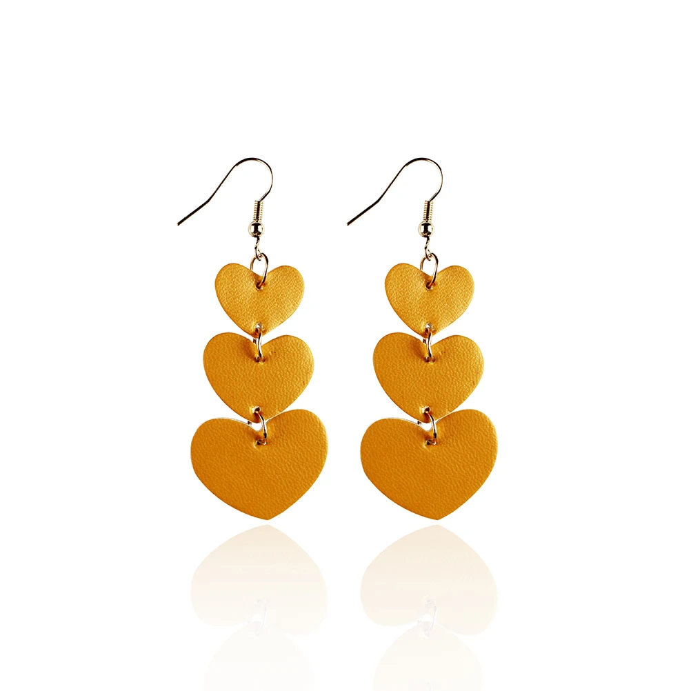 

4 Pairs Heart Shaped PU Earrings Exquisite Dangler Hoop Studs for Women Fashion Rust Resistant Light Weight Safe
