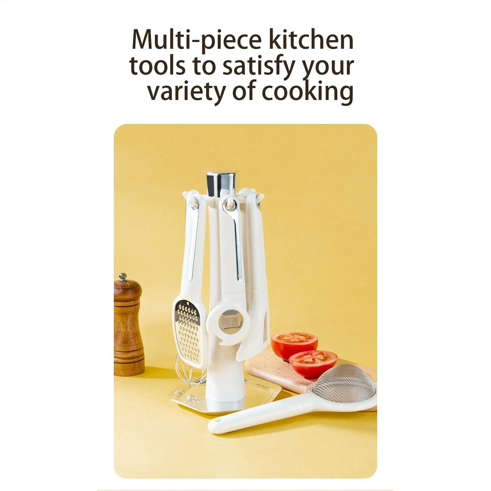 Kitchen Tool Set Egg Whisk With Storage Stand Includes Bottle Opener Peeler Grater Whisk And Sifter For Home Kitchen