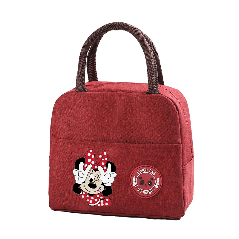 Mickey Minnie Mouse Insulated Portable Lunch Bags Pack Aluminum Foil Rice Bag Meal Pack Tote Pack Student Bento Lunch Handbag