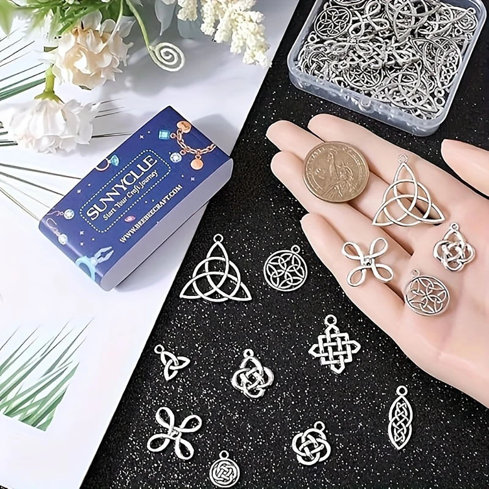 50pcs Vintage Alloy Irish Celtic Knot Traditional Pendant Mysterious Style DIY Bracelet Necklace Jewelry Making Accessories