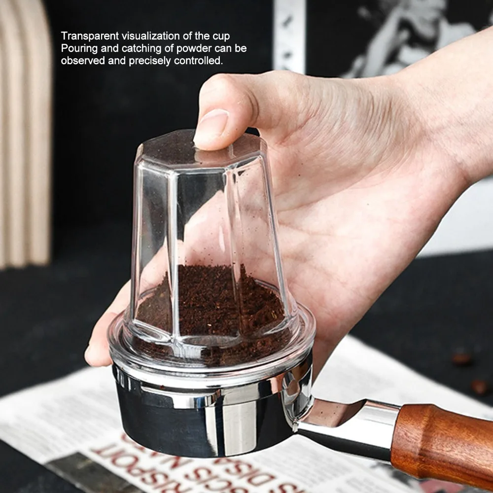 Antistatic Coffee Dosing Cup Food Grade PC Premium Coffee Ground Dosing Cup Transparent Coffee Powder Dosing Cup