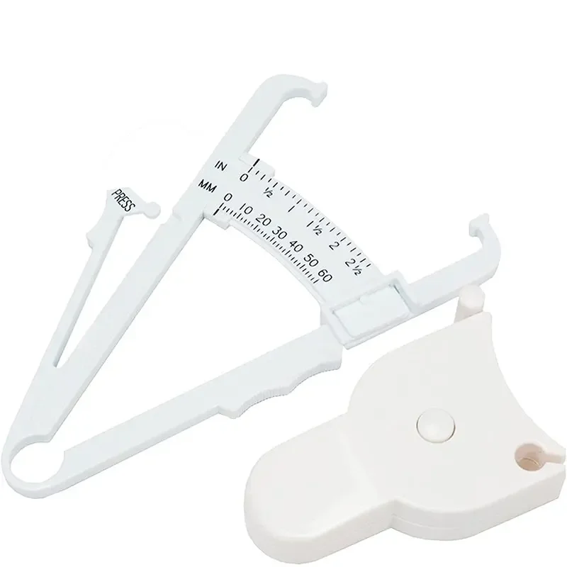 2Pcs/Set White PVC Body Fat Caliper Measure Tape Tester Fitness Clip Fat Measurement Tool Slim Chart Skinfold Test Instrumen