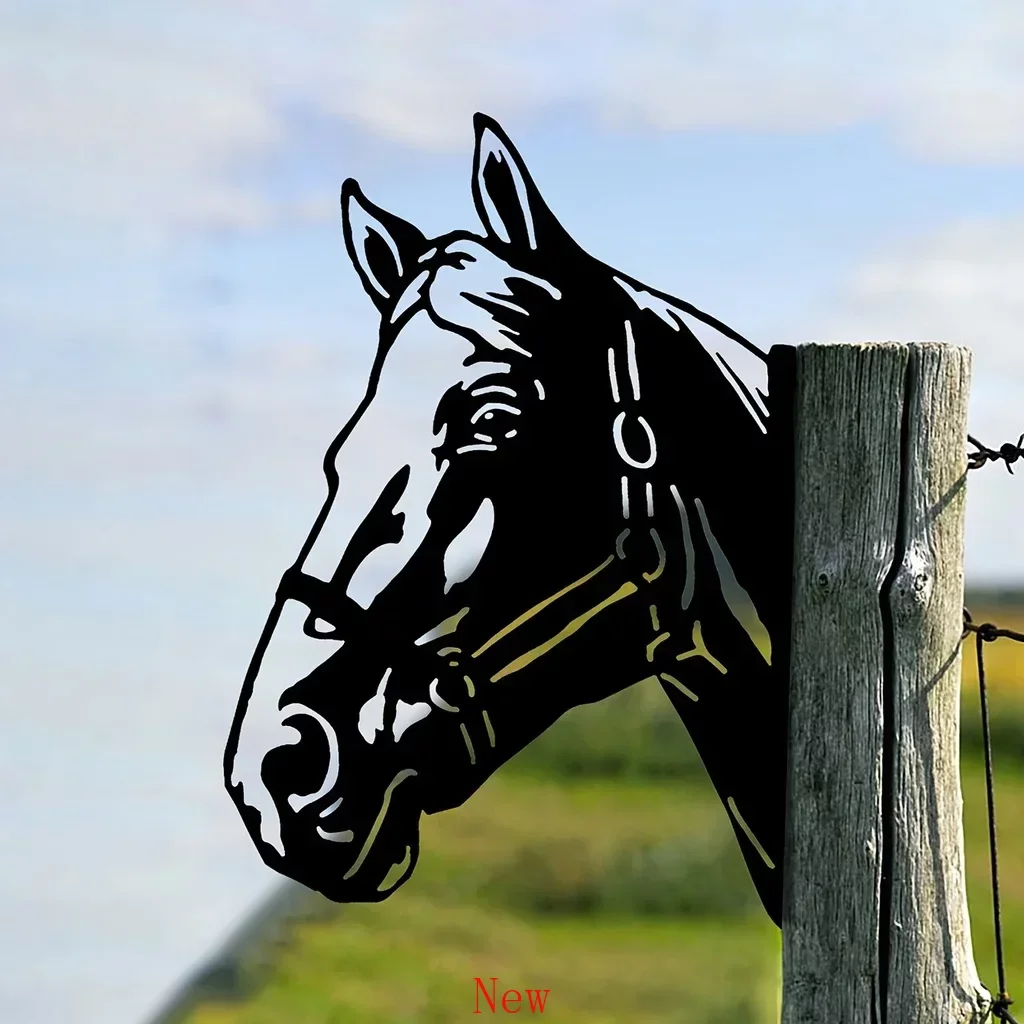 Vintage Horse Head Shape Iron Silhouette Cute Ornament Outdoor Decor Garden Fence Farm Craftwork Decoration Garden Party Decor w