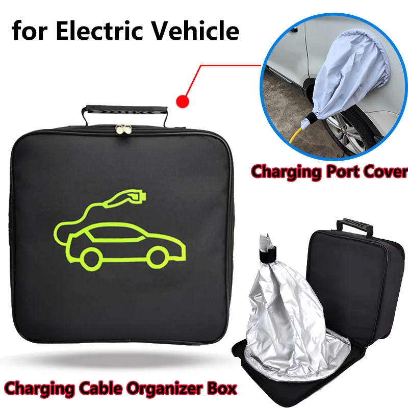 Universal Electric Car Charging Cable Bag Vehicle Charging Port Rain Sunshade Cover Accessories for Tesla Model 3 Y S X Mach-E