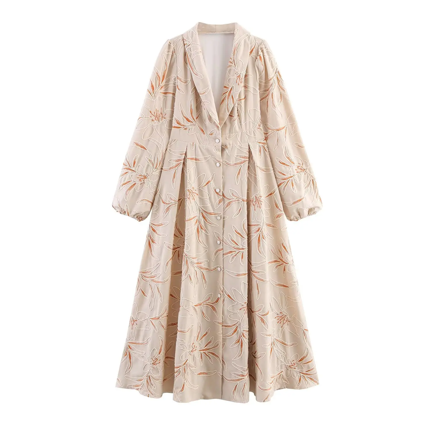 JNLEAOG automne nouveau femmes Faion Design brodé revers simple bouton taille cintrée Dr français Sle t-shirt quart Sve