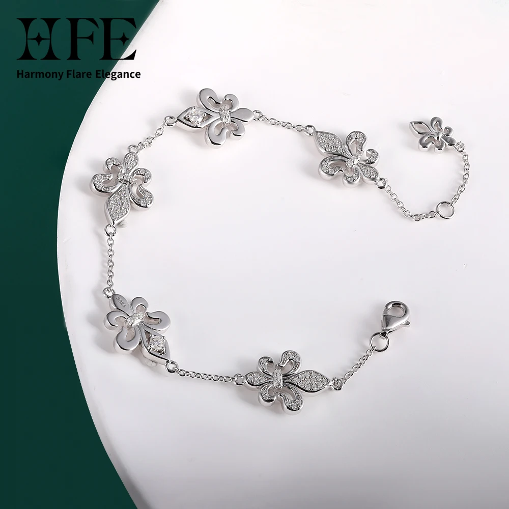 

HFE Новый женский браслет D Цвет VVS1 Муассанит Стерлинговое серебро 925 пробы K Золото Модный женский роскошный подарочный ювелирный браслет