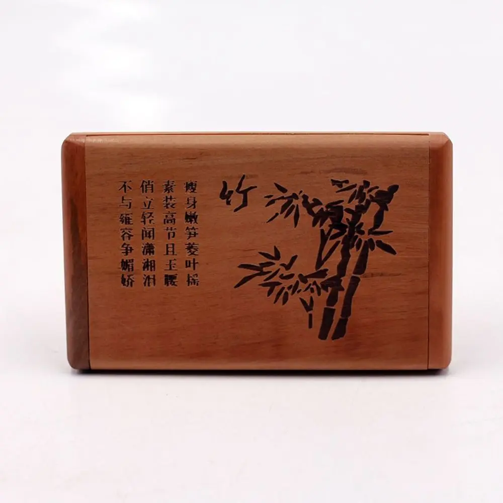 Juego de espejos de peine de madera duraderos 2 en 1, Mini espejo plegable portátil de madera de melocotón, diseño tallado, espejo de maquillaje de mano para chica y mujer