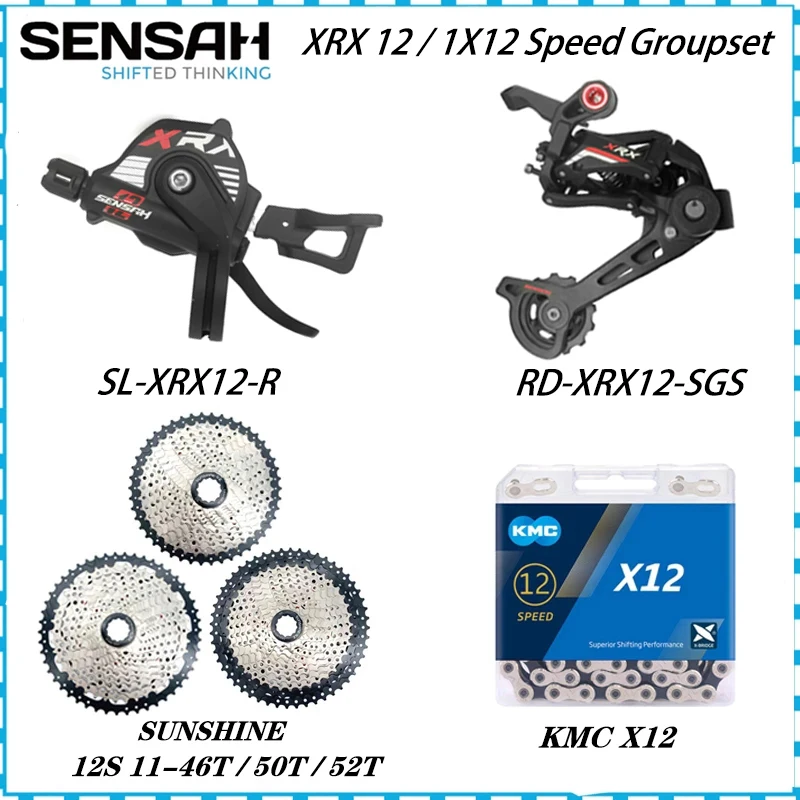 SENSAH XRX12 1x12 Speed Groupset MTB Mountain Bike Shifter 12 Speed Rear Derailleur X12 Chain Sunshine Cassette 46T 50T 52T