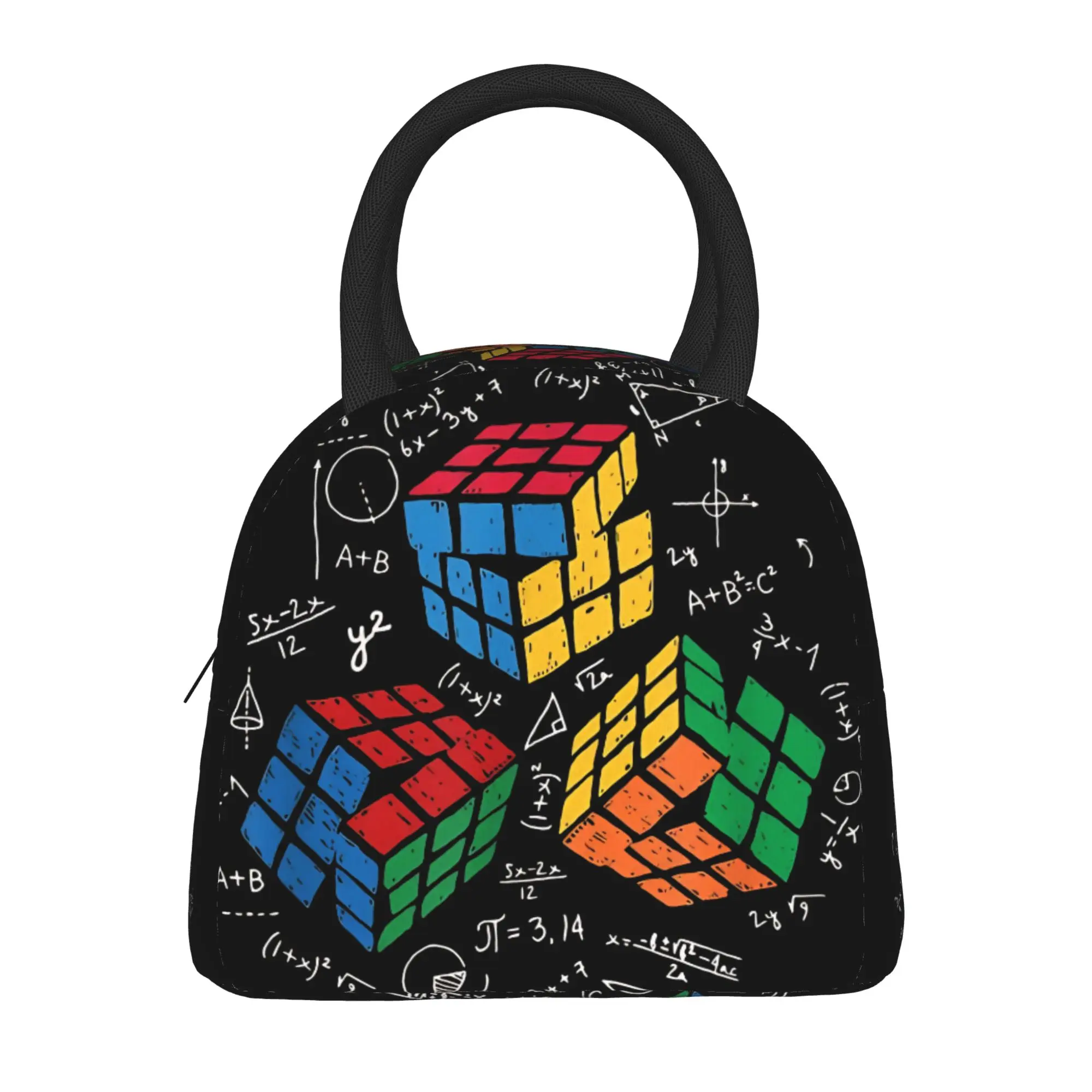Math Rubik Rubix Rubics Player Cube Math Lovers Lunch Bag Lunch Box Women Travel Cooler Bag Retro Oxford Thermal Lunch Bags