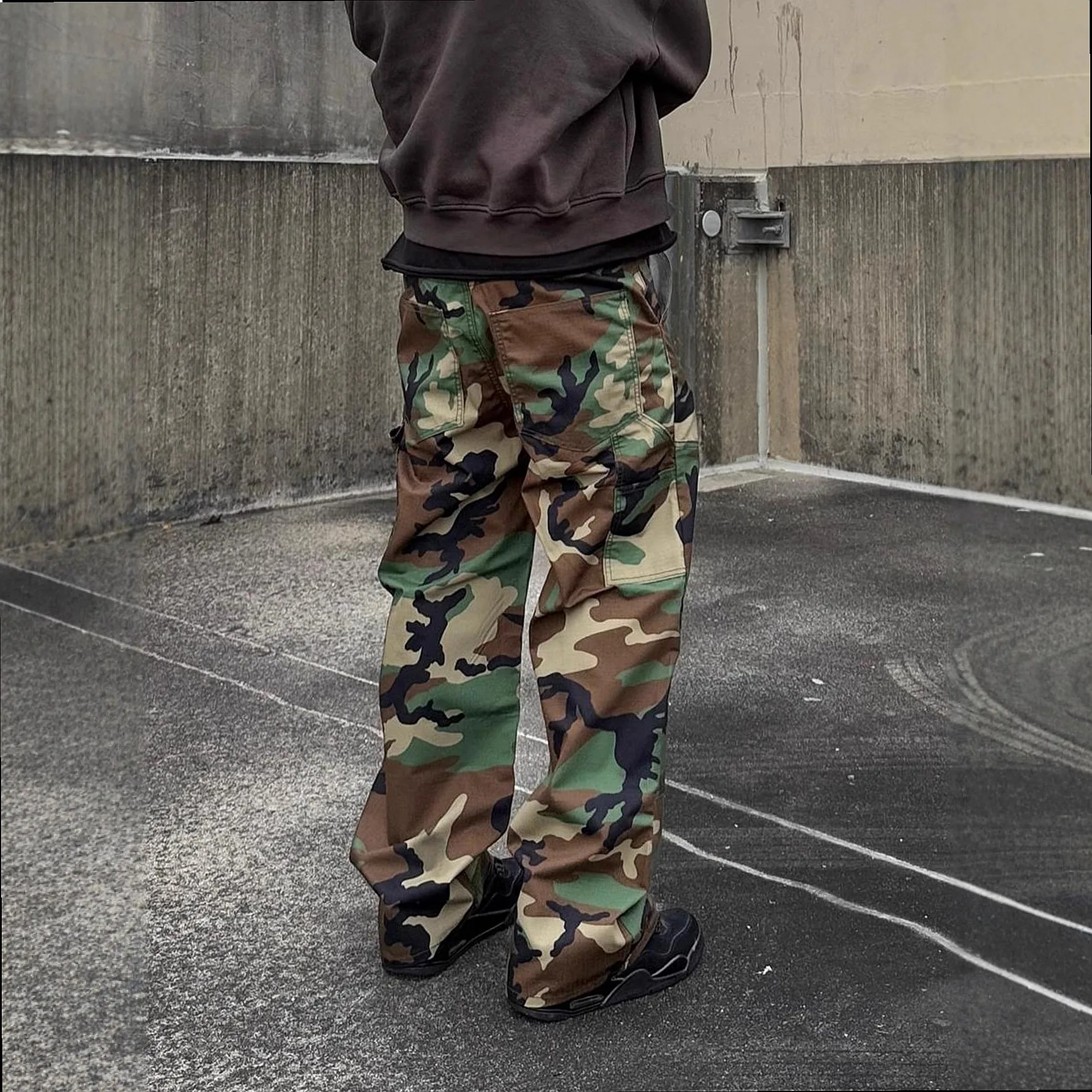 Mens Cargo Pants Loose Fit Jeans Casual Trousers Overall Jumpsuit Spring Summer