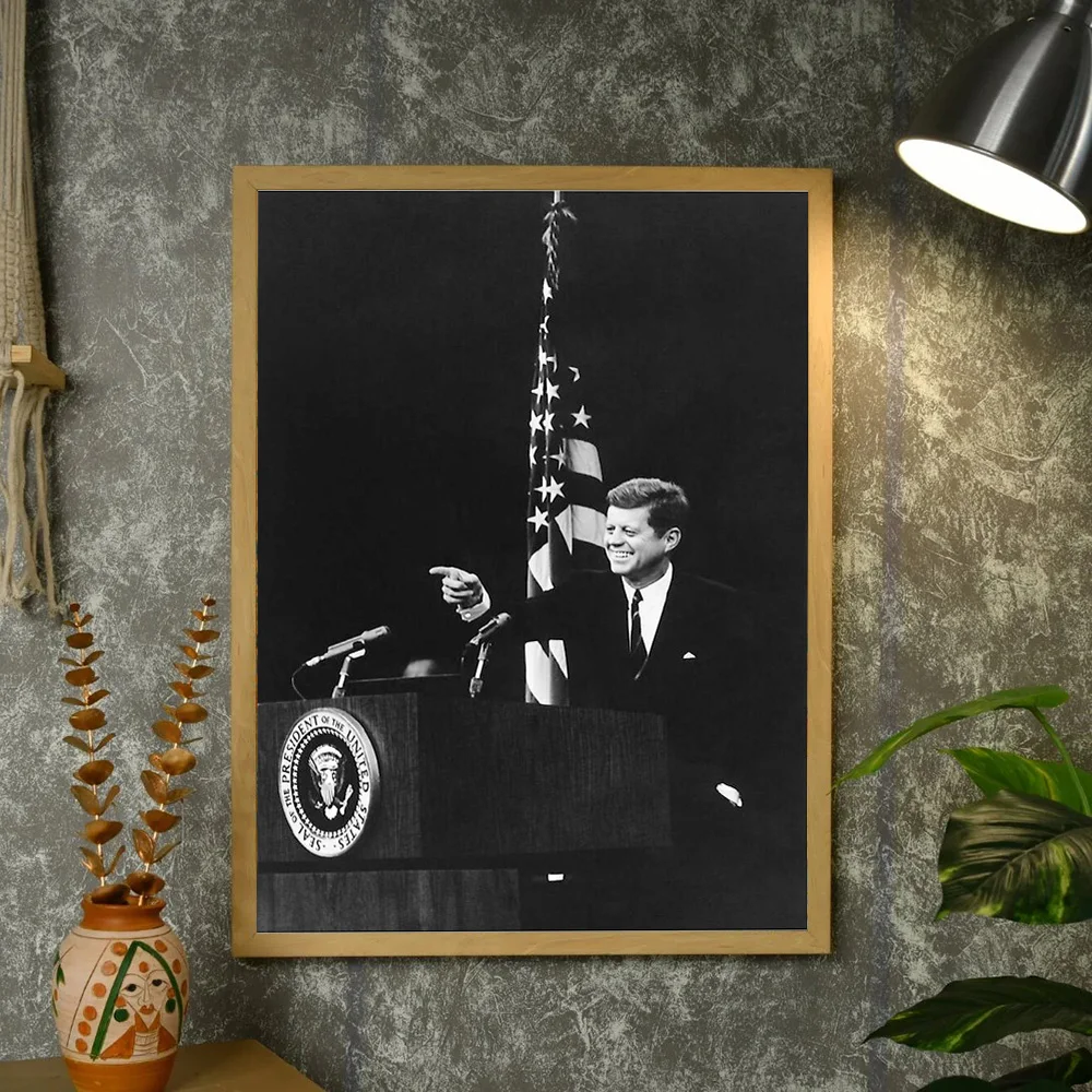خمر كينيدي خطاب قماش جدار الفن التاريخ الرئاسي صورة ديكور المنزل هدية الرجعية الأمريكية السياسية أيقونة ملصق