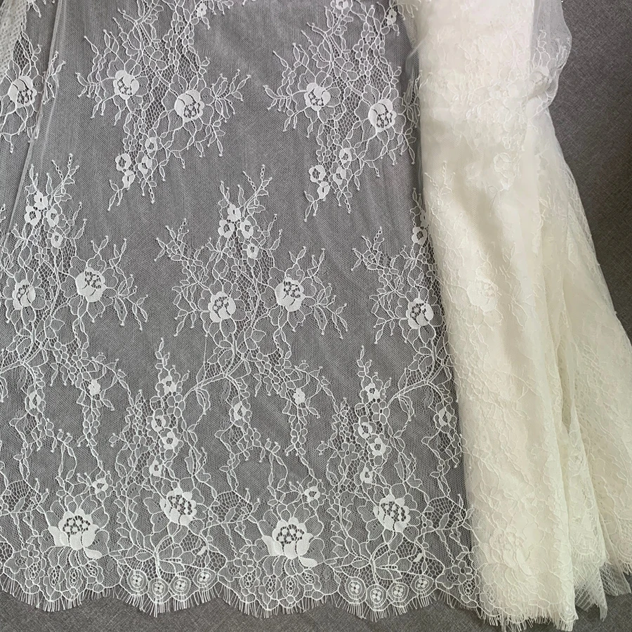 150CM Wide(Height) Subtle High Quality Eyelash Chantilly Lace Fabric DIY Handcraft Lace Material Sewing 3 Meters