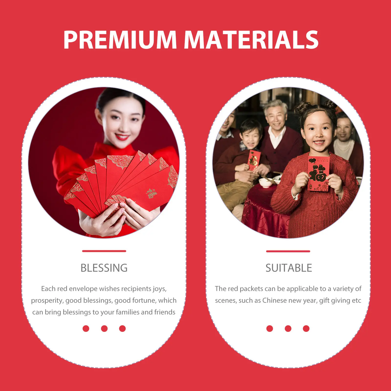 

30Pcs Red Envelopes Chinese Style Paper Red Money Pockets Year of Dragon 2024 New Year Gift Envelopes Festive Blessing Cash