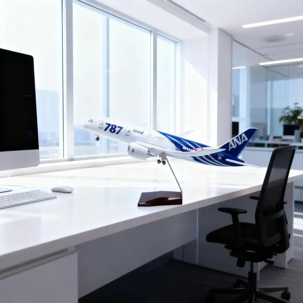 

47cm Resin Aircraft Toy B787 Japan ANA Airways 1/130 Scale Diecast Airplane Kit With Lights And Wheels Aviation Educational Toy