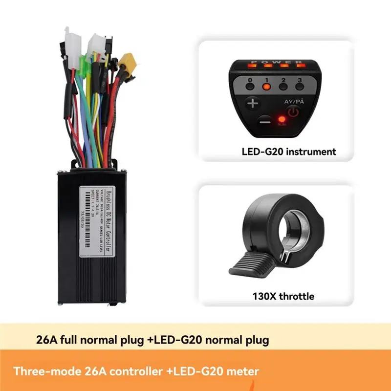 A95E-36V 48V 26A Brushless Controller G20 Meter LED Display+130X Throttle Kit For Electric Scooter E-Bike Repair Kit