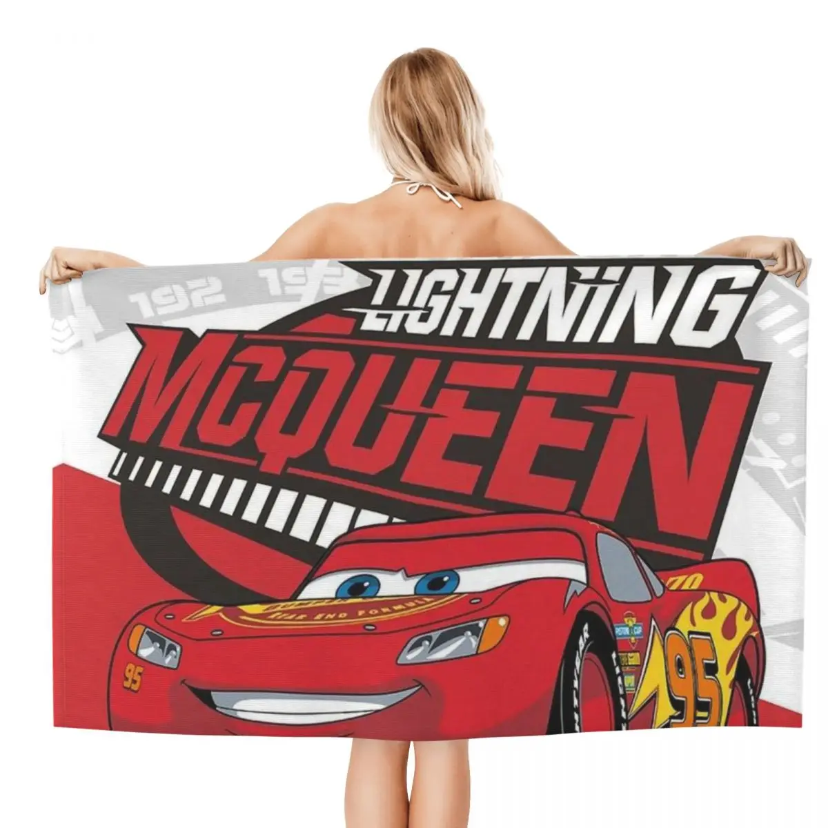Customized Lightning Mcqueen Absorbent Microfiber Beach Bath Towel Quick Dry Cars Bathroom Yoga Towels image 2