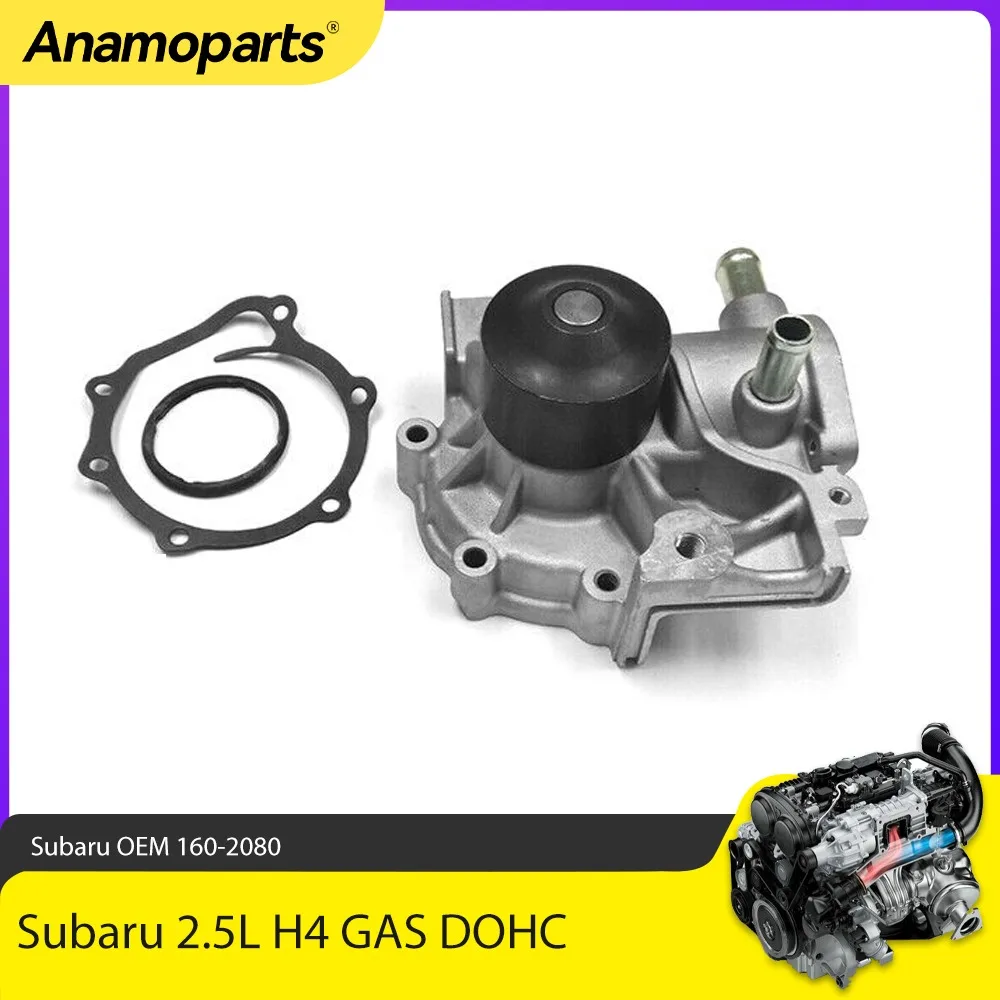 Engine Water Pump Fit 2.5 L 4 GAS DOHC Turbocharged For Subaru Forester Legacy w Automatic Trans 2.5L 2002-2005 OEM 160-2080