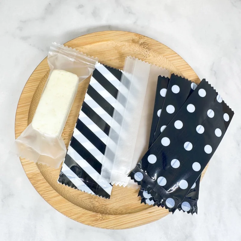 Black Dots Stripe Plastic Baking Packaging Nougat Toffee Candy Food Wrapping Machine Sealed Gift Bags Baking Tool