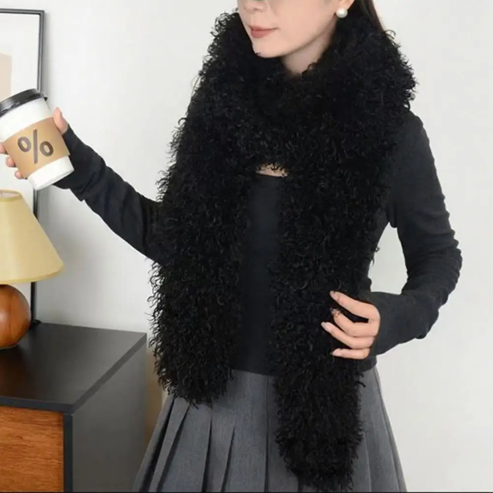

Thick Warm Scarf Winter Scarf Thickened Plush Soft Neck Warmer Extra Long Solid Color Imitation Fur Wrap Warm Outdoor for Winter