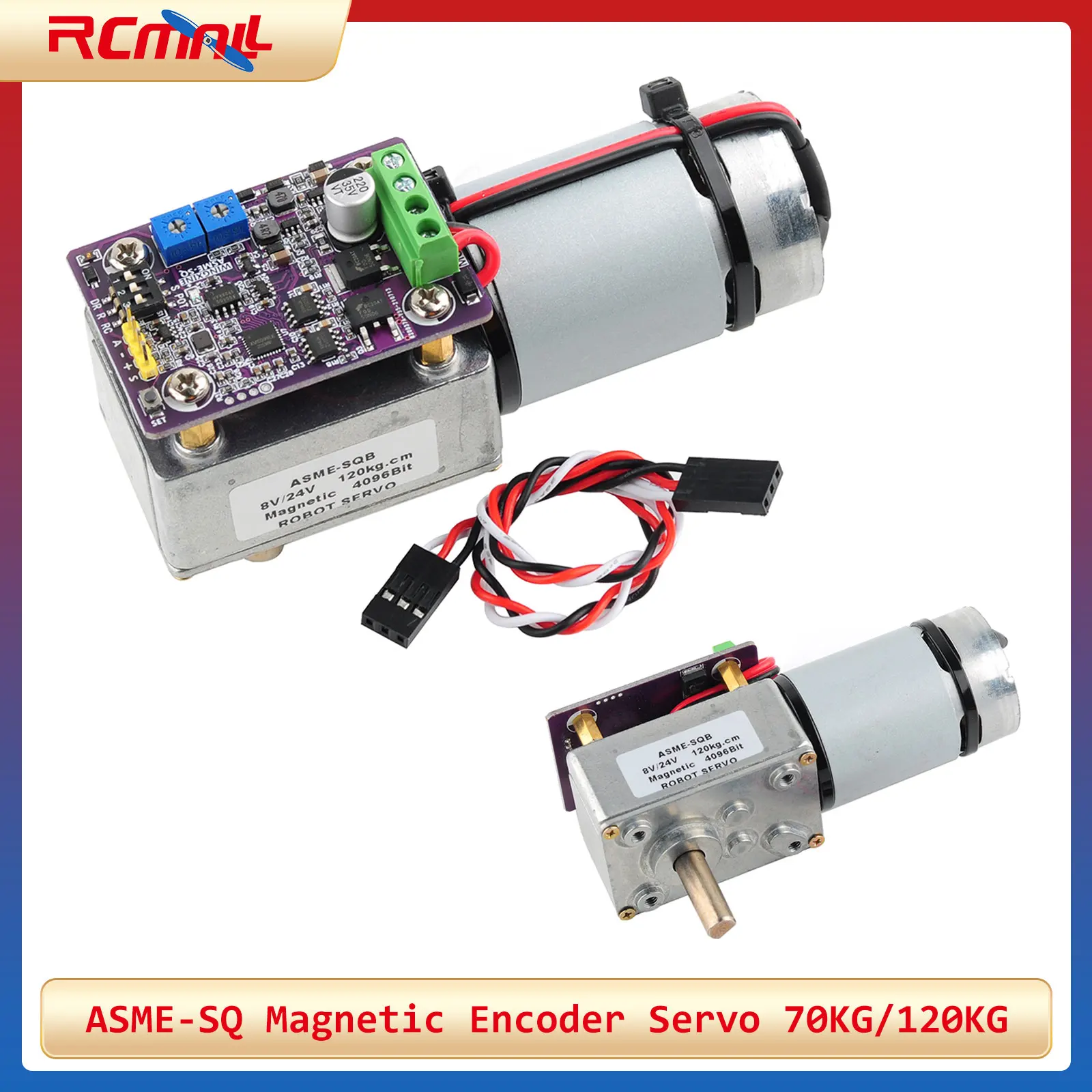 

ASME-SQ 120KG/70KG Worm Gear Reduction Servo Motor 360 Degree Self-locking Magnetic Encoder Servo for Robot Arm Valve Control