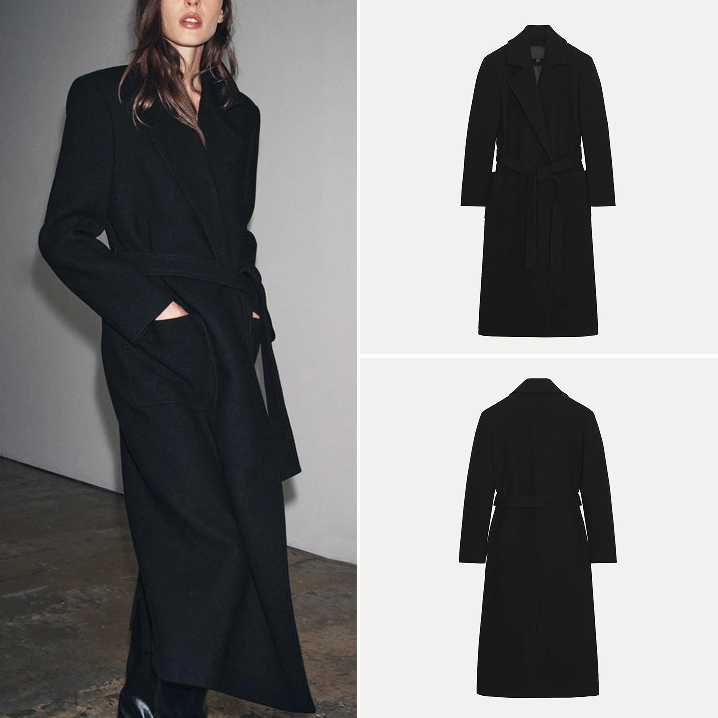 

Faionable Mix Spun шерстяное пальто женское универсальное Ele осень 2025 Z для поездок на работу облегающий длинный воротник свека