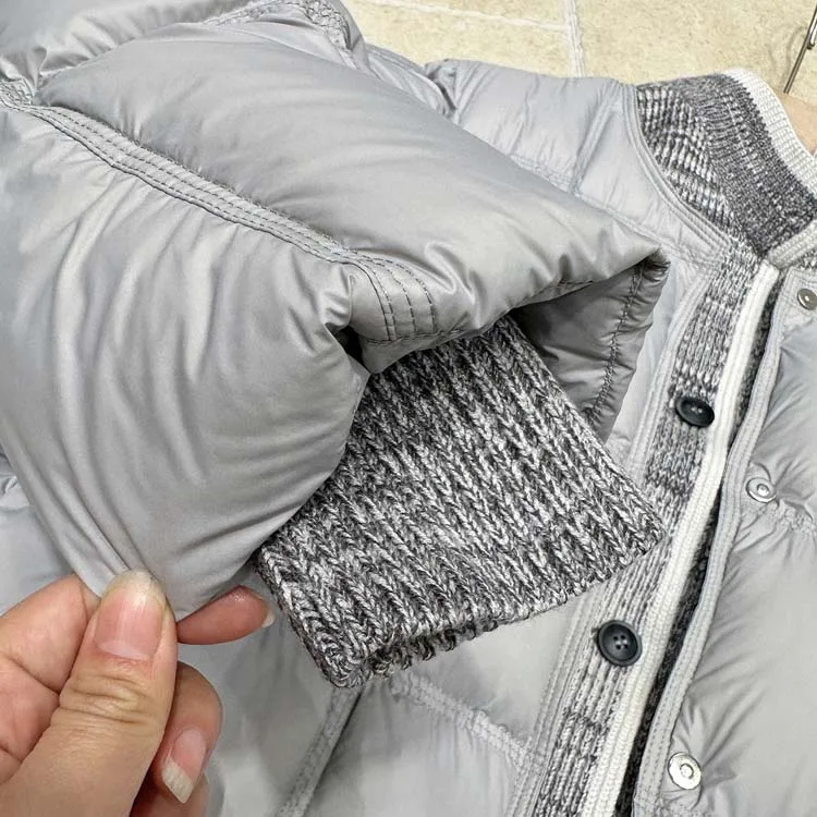 Luxury Knit patchwork down jacket for women 2026 Winter Thick warm turtleneck long sleeve puffer coat Korean style INKEO DJ668