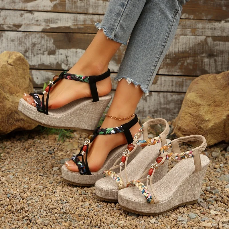 

2025 NEW Womens Casual Wedge Sandals Platform Shoes Classic Retro Sandals Wedge Heels Wedge Sandals for Women Женская Обувь