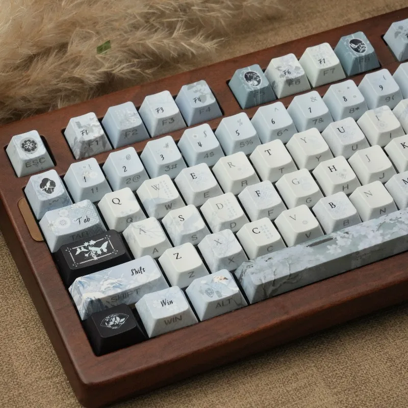 Falling Plum Frost Theme Keycaps Set Customized PBT Sublimation Cherry/MOA Profile Keyboard Cap Mechanical Keyboard Accessories