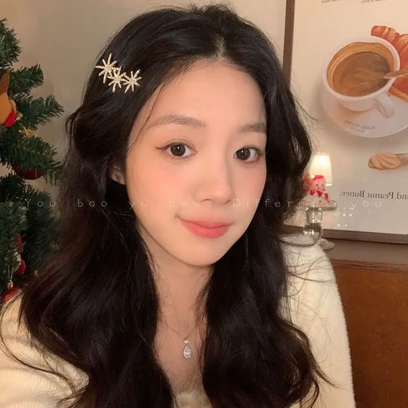 반짝이는 팔각형 별 헤어 클립 실버 골드 신부 웨딩 파티 헤어핀 우아한 라인스톤 헤어 액세서리 여성 소녀용