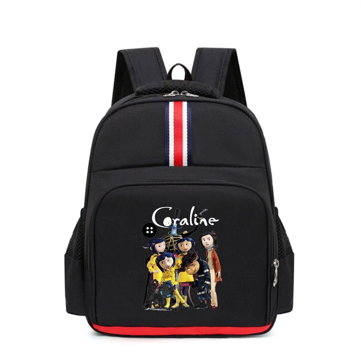 映画コララインプリントバックパック学生ファッション高品質バックパック面白い漫画子供リュックサック小学校通学用女の子用