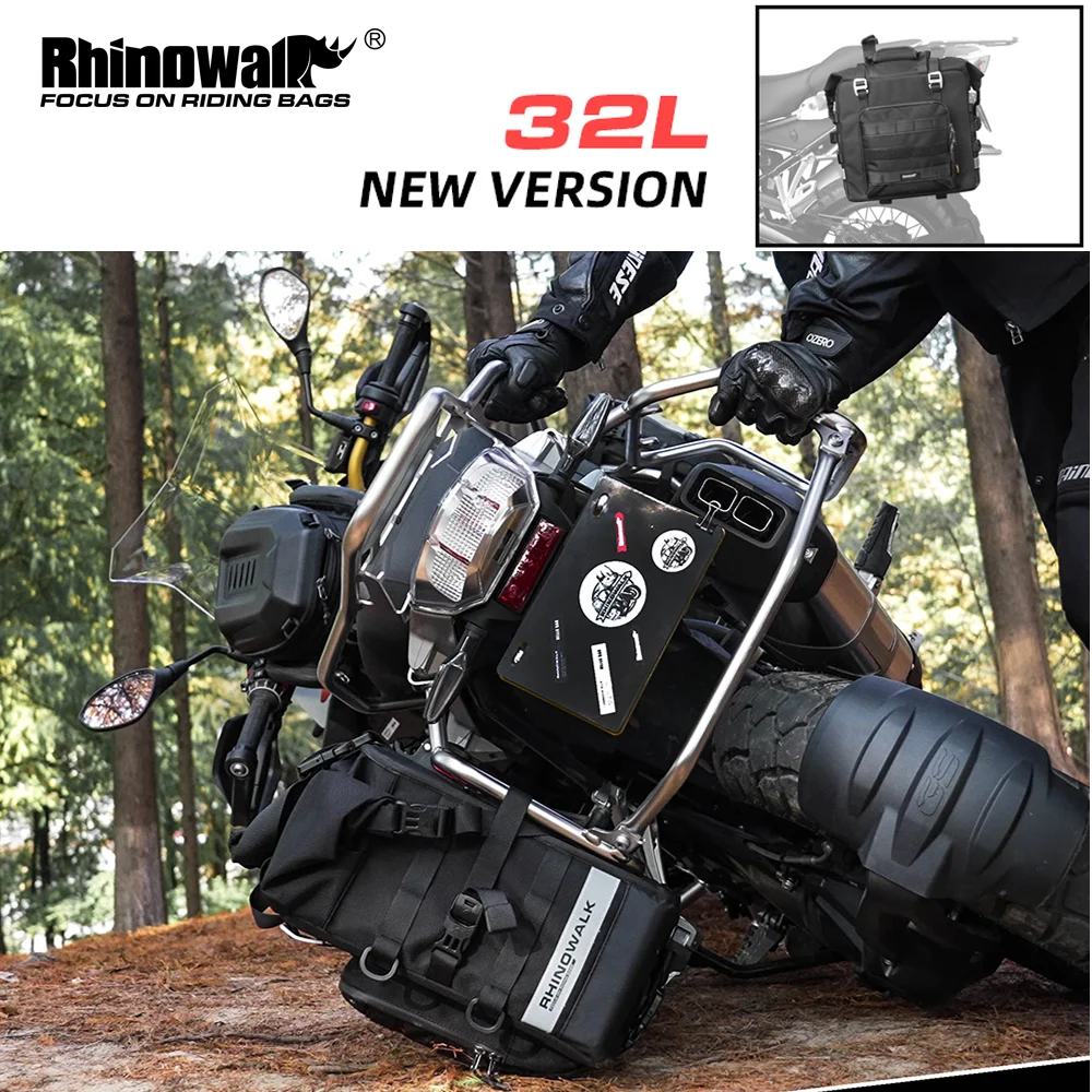 Rhinowalk Motorcycle Side Rack Bag With 3D Support Board Inside Waterproof Inner Bag Motor Quick Release Saddle Bag 1 Piece