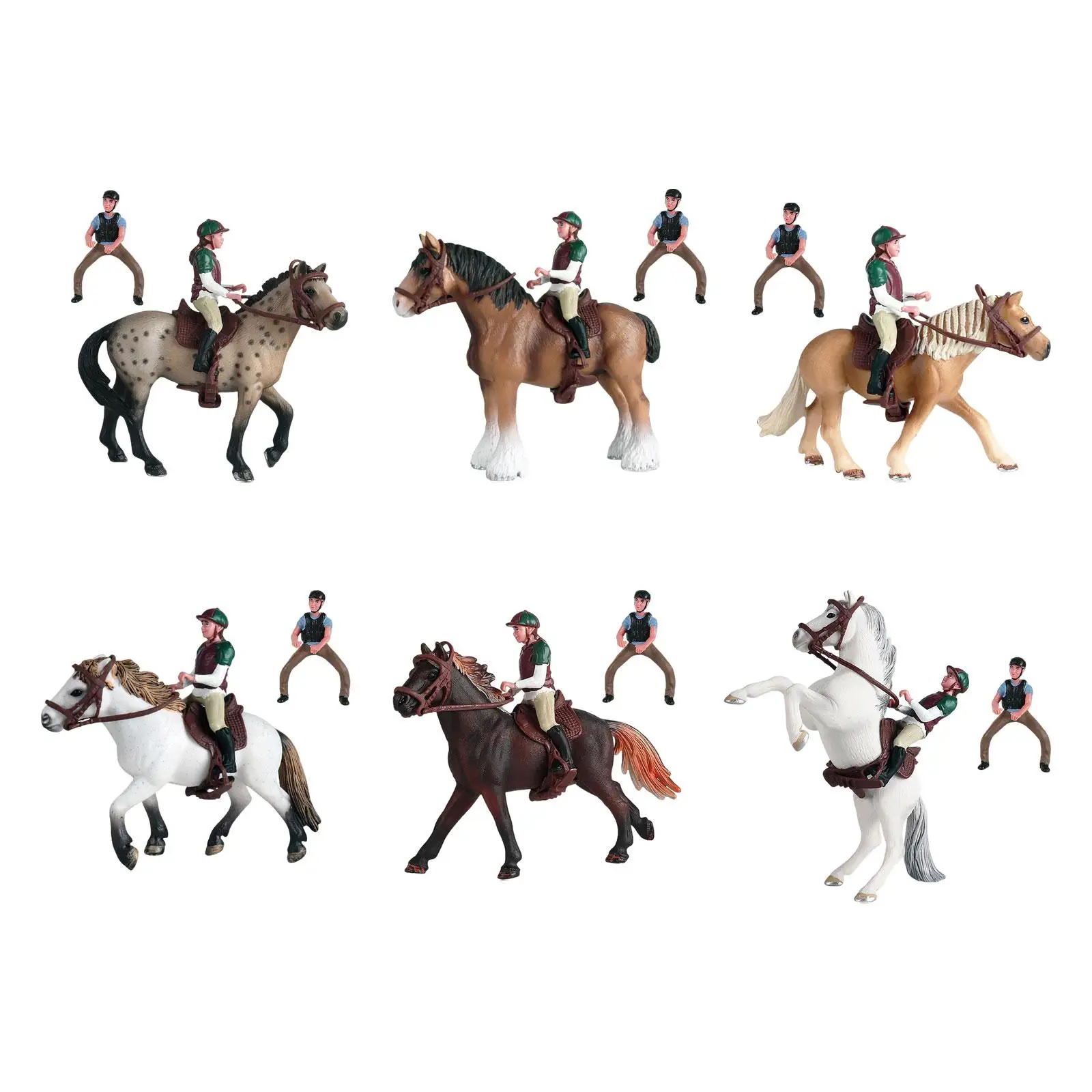 Modelo animal do PVC com cavaleiro, Playset realístico pequeno, cavalo da coleção do fingir, figura para idades 3-8 anos velho, presentes dos favores do partido