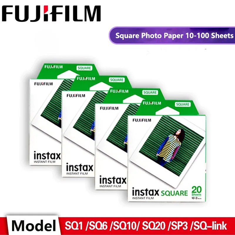 10-100 ورقة ل Instax SQ10 SQ6 SQ20 كاميرا فورية مشاركة SP-3 طابعة Fujifilm Instax مربع حافة بيضاء أفلام ورق طباعة الصور
