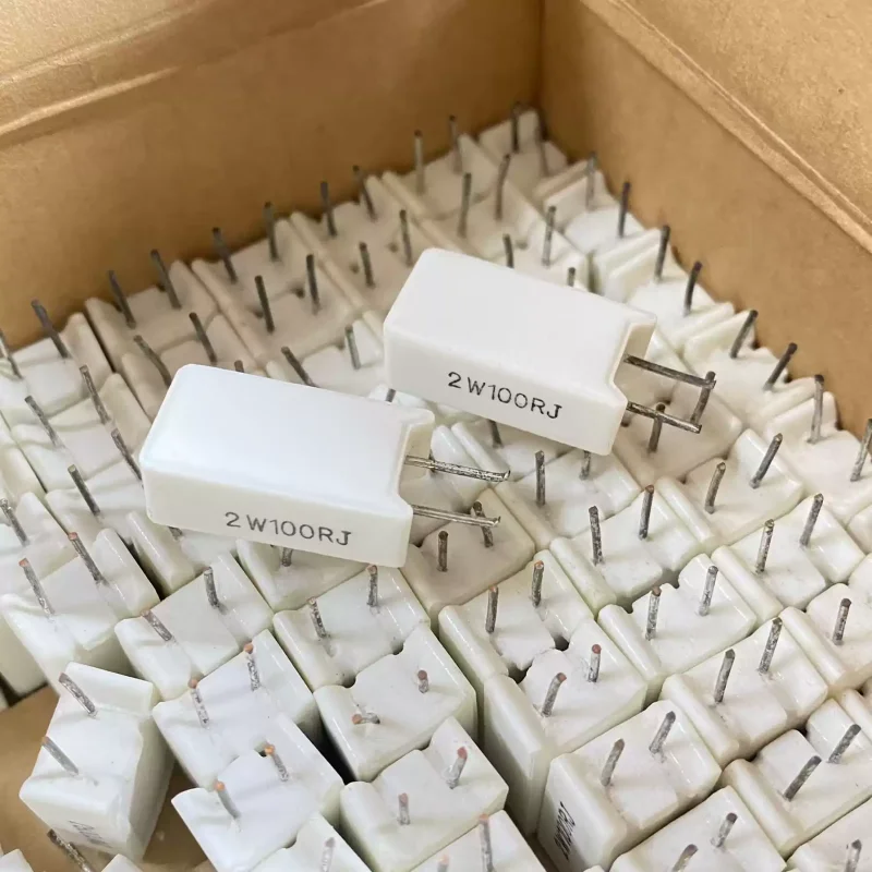 10-100pcs SQP 2W 100R 2W 100RJ 5% 100 ohm vertical ceramic shell ceramic cement resistor pin oxidation