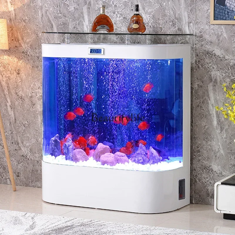 

Double Arc Glass Fish Globe Household Floor Wall Ecological Circulation Aquarium