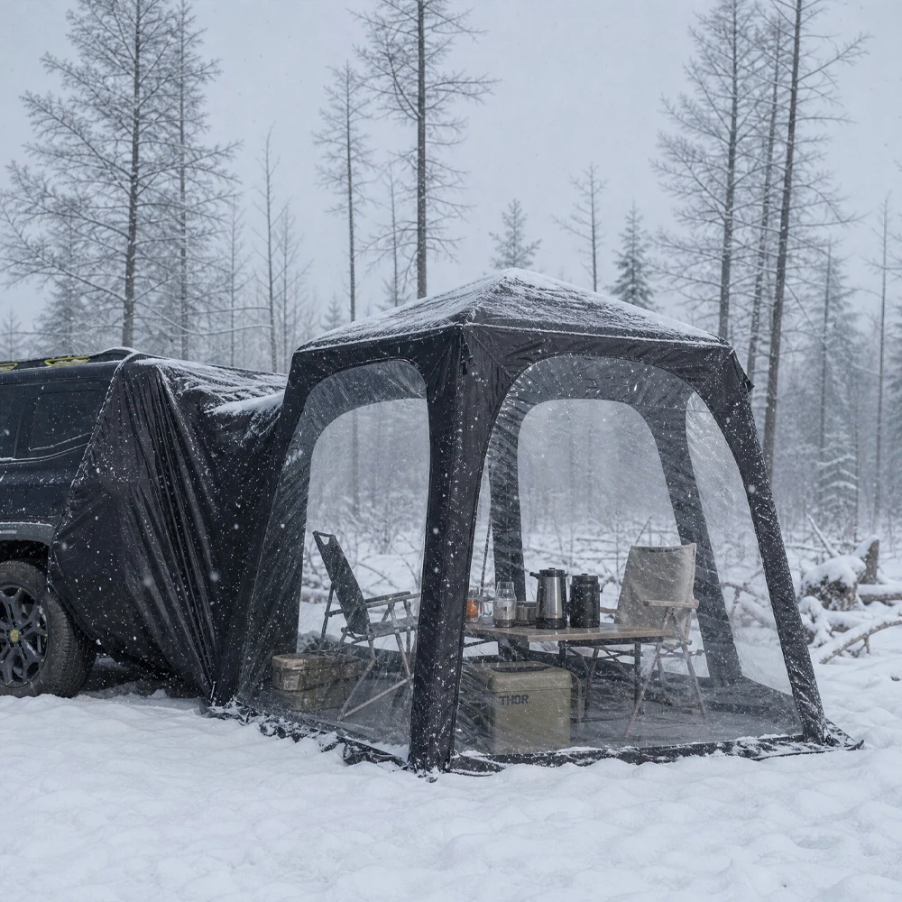 Inflatable Star Tent for Car Camping, Tailgate Connection or Freestanding Use, 5 Removable Doors, PVC and Mesh Panels Included