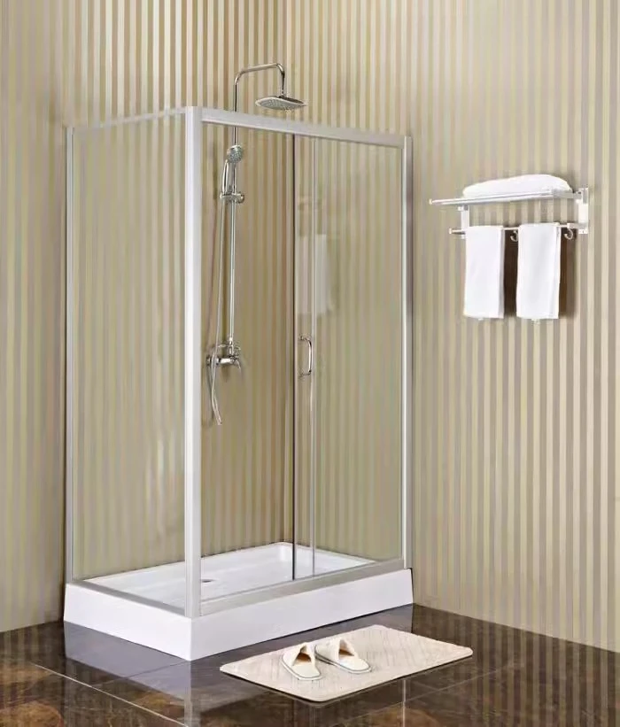 

L-shaped/rectangular/curved shower room, simple bath room 3C tempered glass partition, sand silver aluminum alloy bathroom