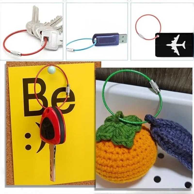 6/12pcs Multi-Color Wear-Resistant Wire Rope Key Ring hardware Small Key Ring Detachable Wire Rope Ring Knob Lock Accessories.
