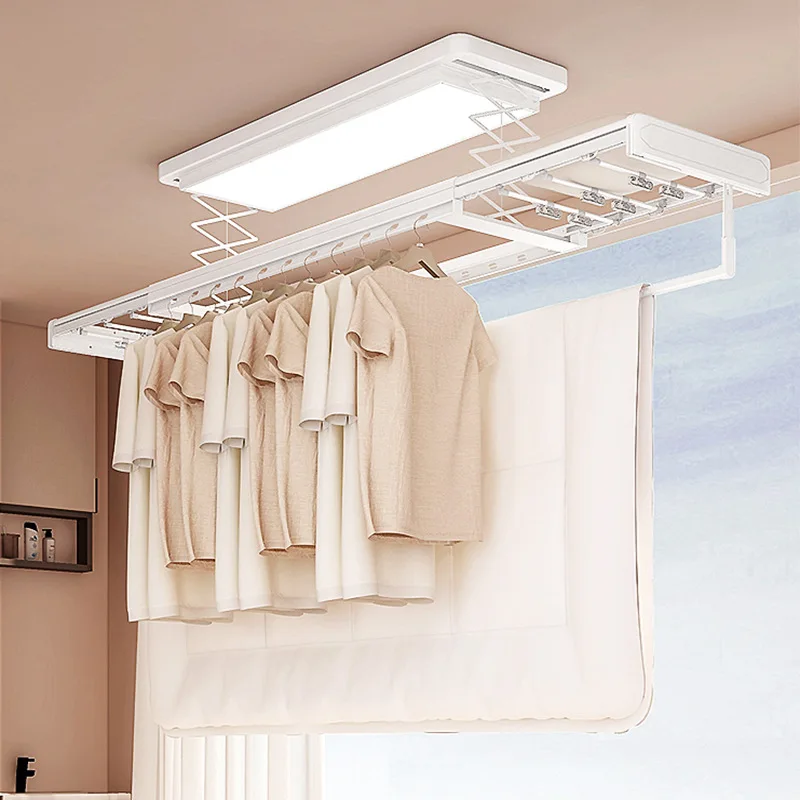 

Lighting Electric Clothes Drying Rack Remote Control Lifting Smart Home Automatic Bold Aluminum Alloy Clothes Drying Rod Balcony