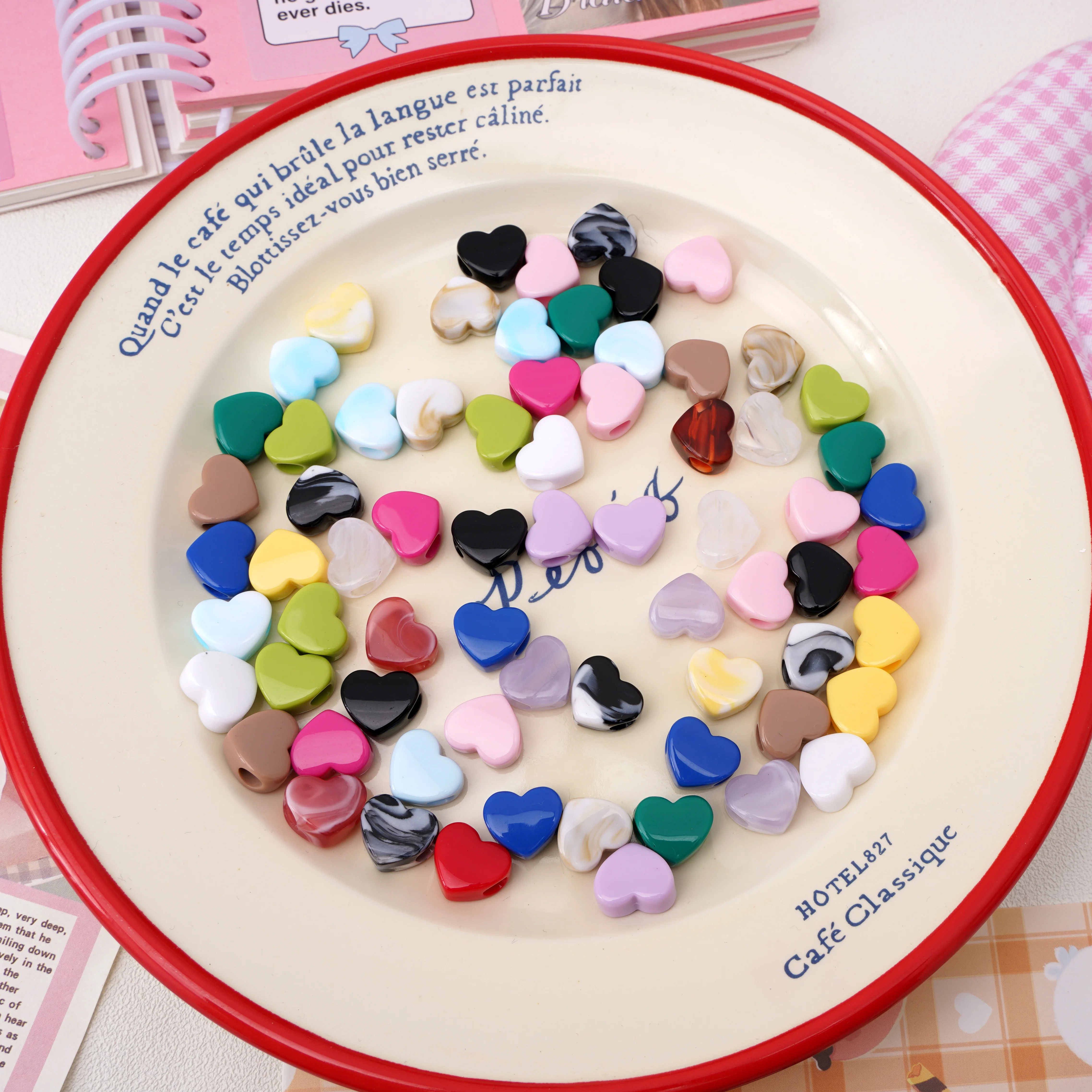 Colorful 14x12mm 10/30Pcs Heart Shape Acrylic Loose Spacer Beads For Jewelry Making DIY Bracelets Necklace Earrings Accessories