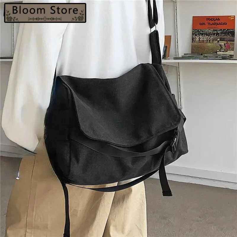 

High-Capacity Vintage Men Casual Messenger Bags All Match Y2k Aesthetic Women Shoulder Bag New Trendy Simple Handbags Crossbody