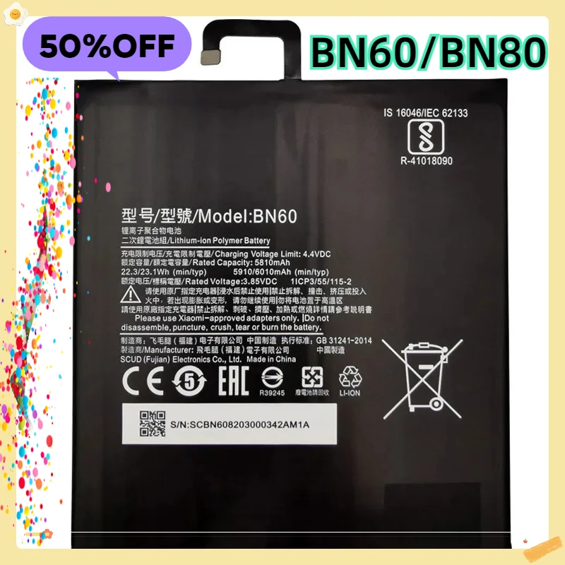 For Xiaomi Pad4 Pad 4 Plus Mipad4 Mipad 4 5 Plus Batteries New High Quality BN60 BN80 Xiao Mi Tablet Battery