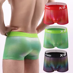 Men's Fashionable Trunks Faux Leather Shiny Glossy Nightclub Performance Panties for Gay Comfortable Breathable Fit Boxer Shorts