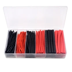 190pcs/lot 3 Sizes Flame-retardant Boxed Heat Shrink Tubing Kit  Black Red