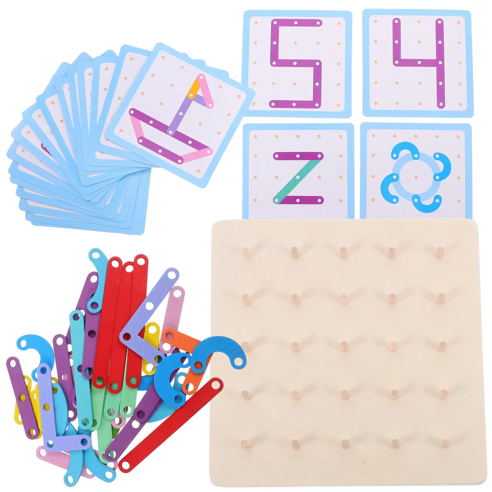 

Набор Монтессори: деревянная доска-головоломка с цифрами и буквами, развивающая геоборд-головоломка для раннего обучения и когнитивного развития дошкольников